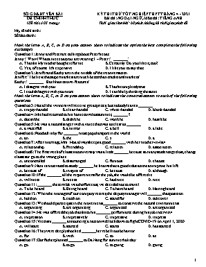 Đề thi thử tốt nghiệp THPT Quốc gia môn Tiếng Anh tháng 4 năm 2021 - Sở GD-ĐT Yên Bái (Có đáp án)